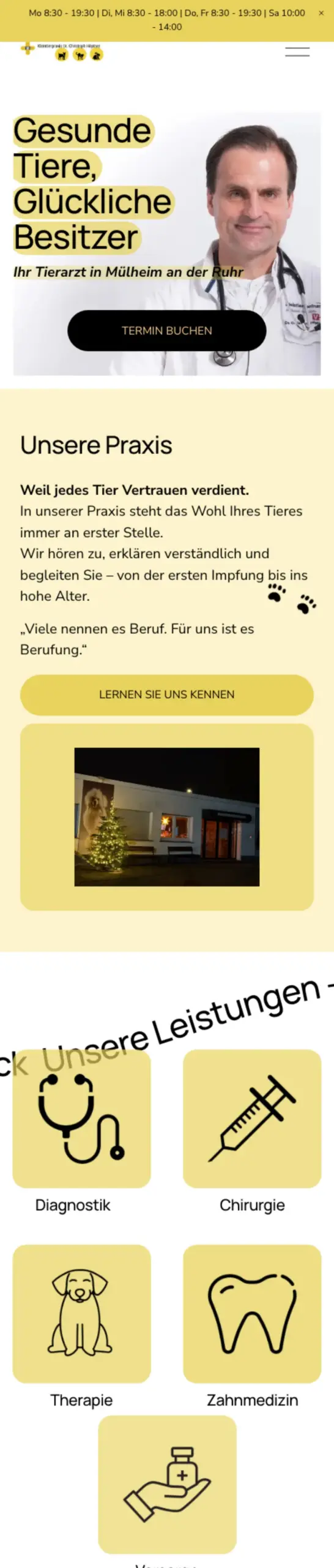 Website von Kleintierpraxis Dr.(Univ.Mailand)Christoph Höptner, Mülheim an der Ruhr in der Mobilansicht