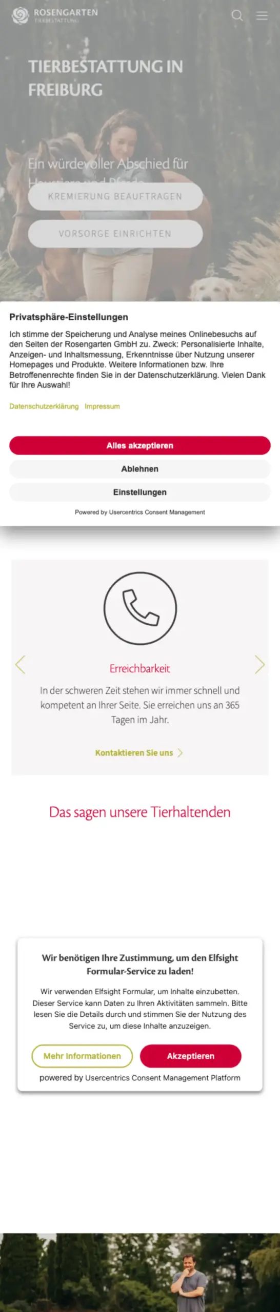 Website von ROSENGARTEN GmbH, Landkreis Emmendingen in der Mobilansicht