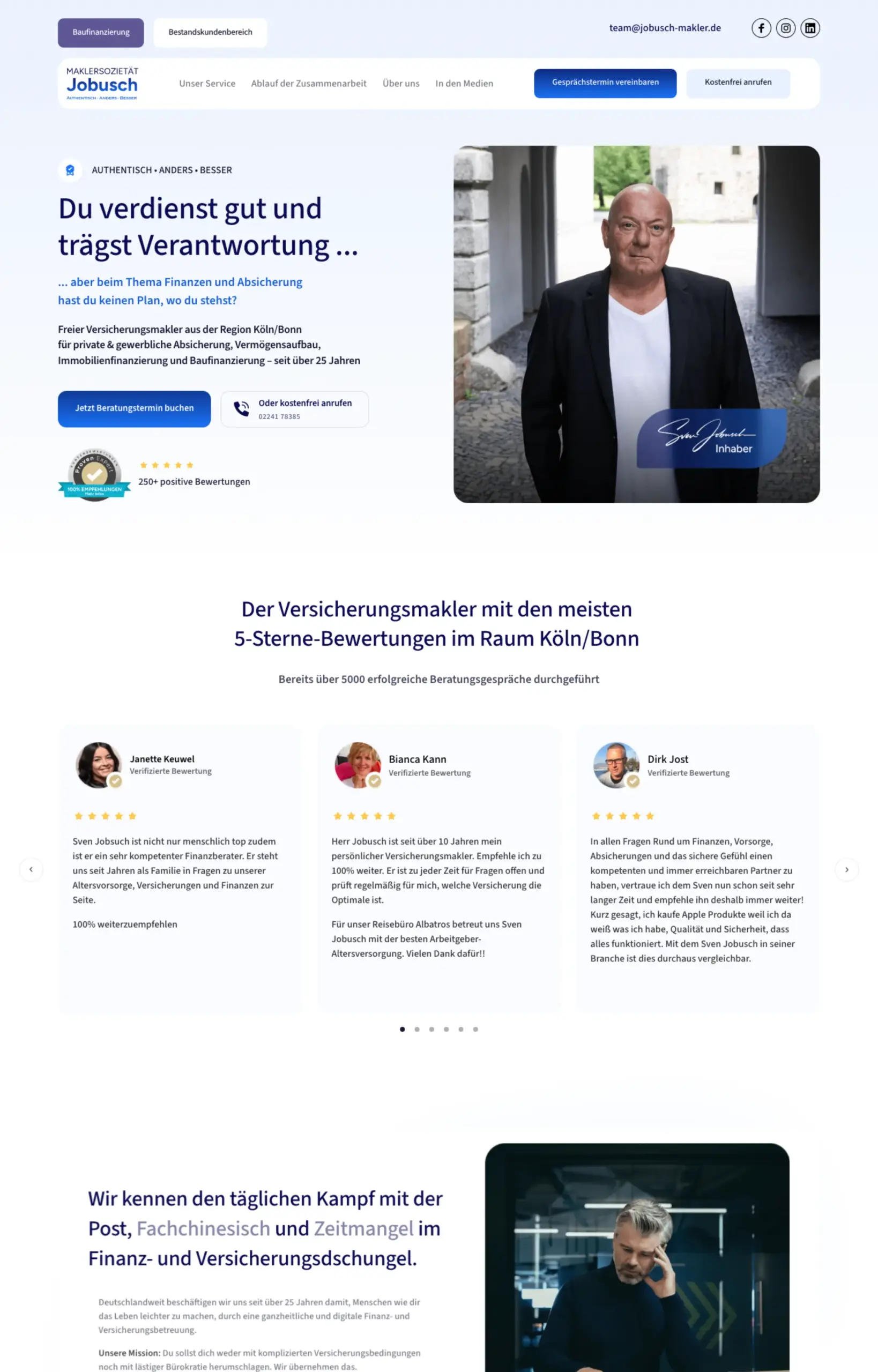 Website von Sven Jobusch, Rhein-Sieg-Kreis in der Desktop-Ansicht