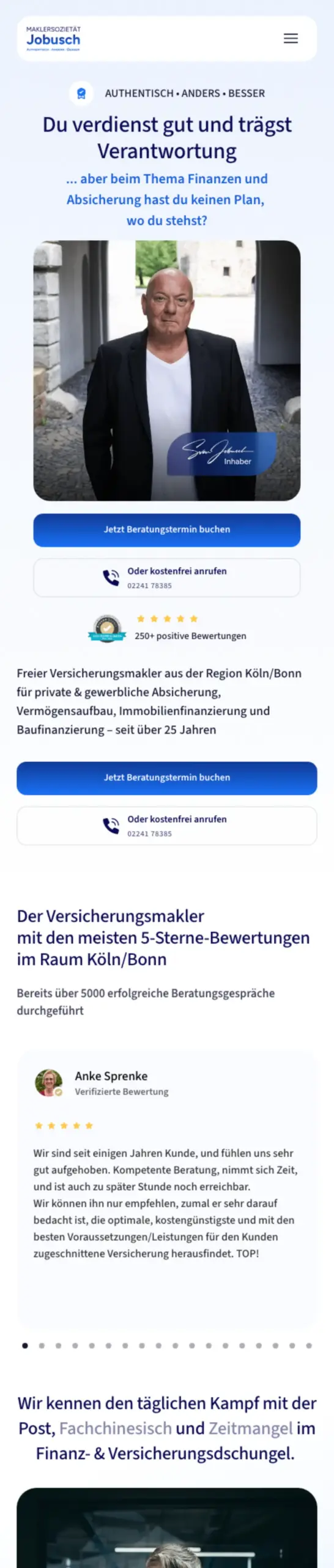 Website von Sven Jobusch, Rhein-Sieg-Kreis in der Mobilansicht