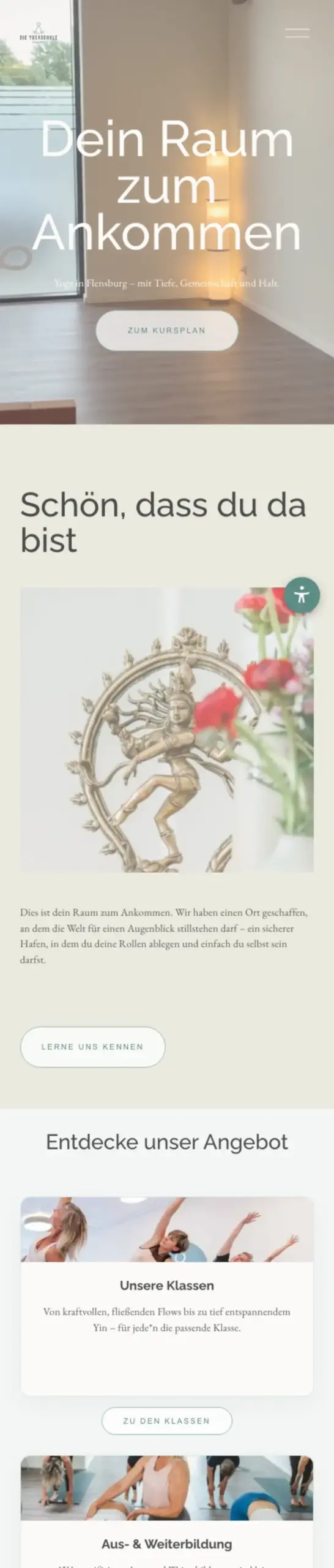 Website von Yogaschule Flensburg, Flensburg in der Mobilansicht