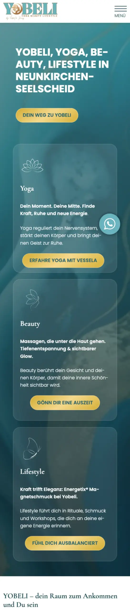 Website von YOBELI Yoga Beauty Lifestyle, Rhein-Sieg-Kreis in der Mobilansicht