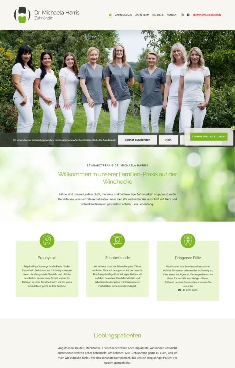 Startseite der Website von Zahnärzte ZAHN-MEDIZIN aus Bad Münstereifel in der Desktop-Ansicht