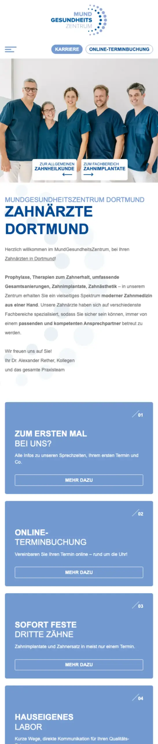 Website von Gemeinschaftspraxis im MGHZ, Dortmund in der Mobilansicht