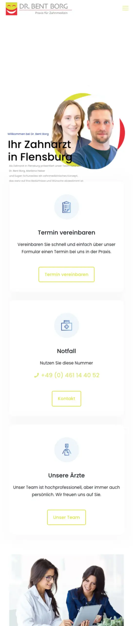 Website von Dr. Bent Borg, Flensburg in der Mobilansicht