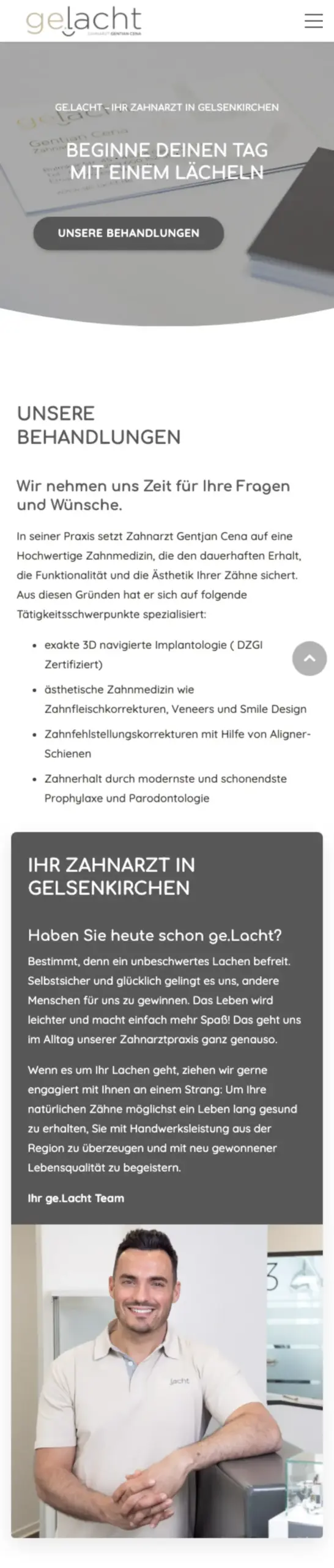 Website von ge.Lacht Zahnarztpraxis Gelsenkirchen, Gelsenkirchen in der Mobilansicht