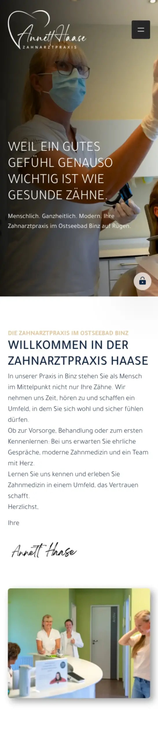 Website von Praxis Annett Haase, Landkreis Vorpommern-Rügen in der Mobilansicht