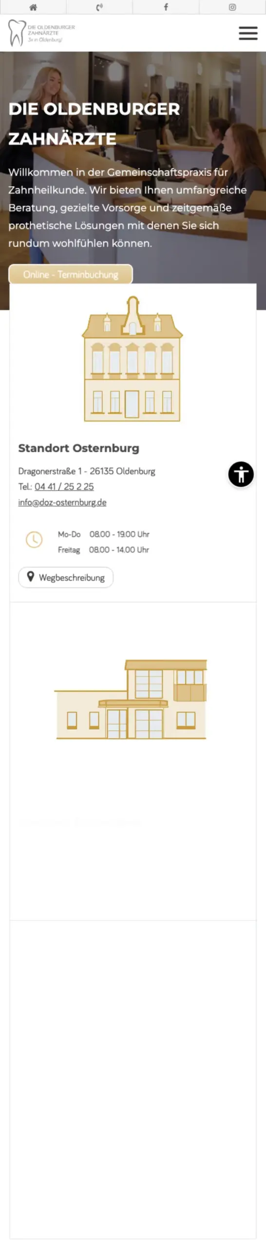 Website von Die Oldenburger Zahnärzte, Oldenburg (Oldenburg) in der Mobilansicht