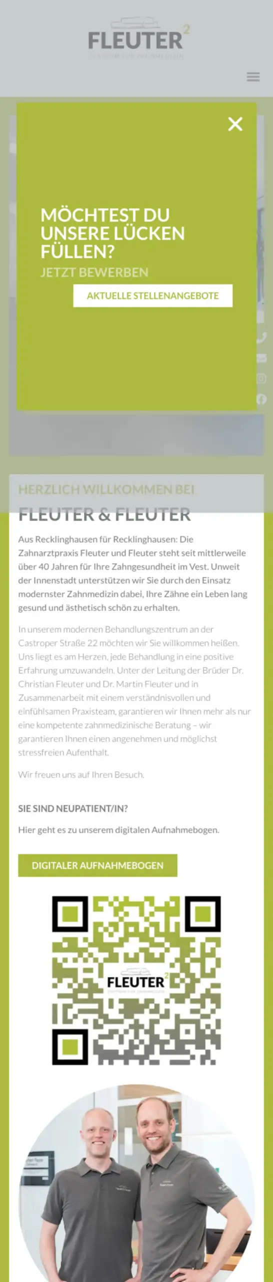 Website von Fleuter & Fleuter, Recklinghausen in der Mobilansicht