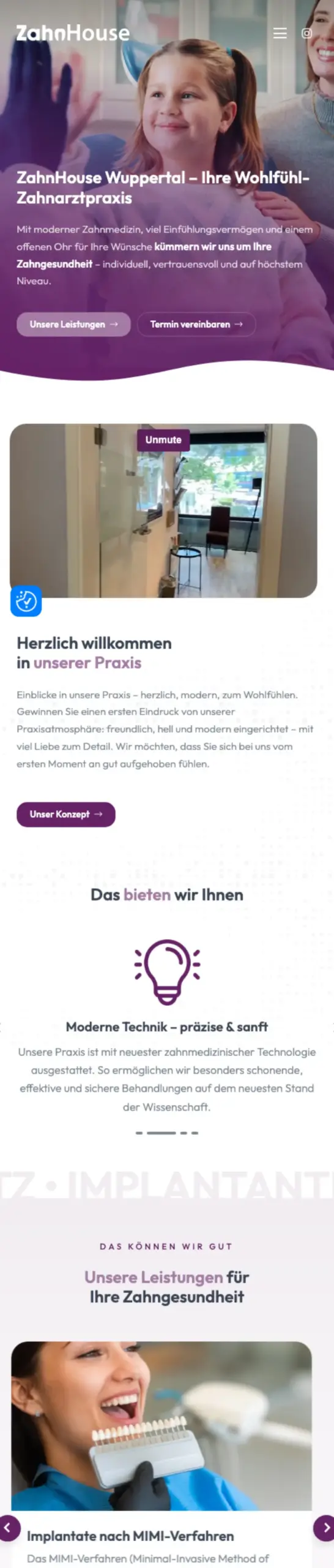 Website von Zahnhouse Wuppertal, Wuppertal in der Mobilansicht