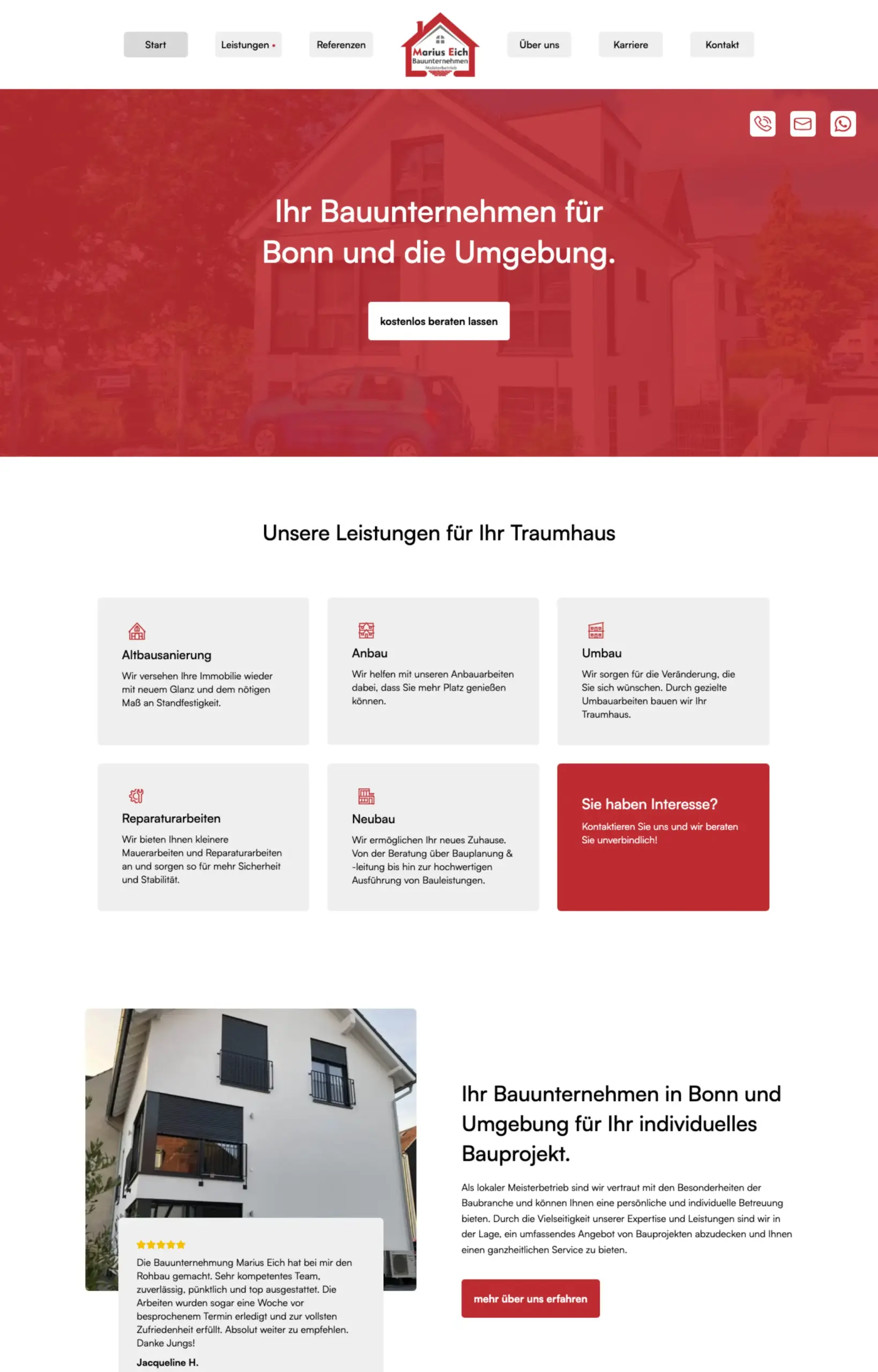 Website von Marius Eich, Bonn in der Desktop-Ansicht