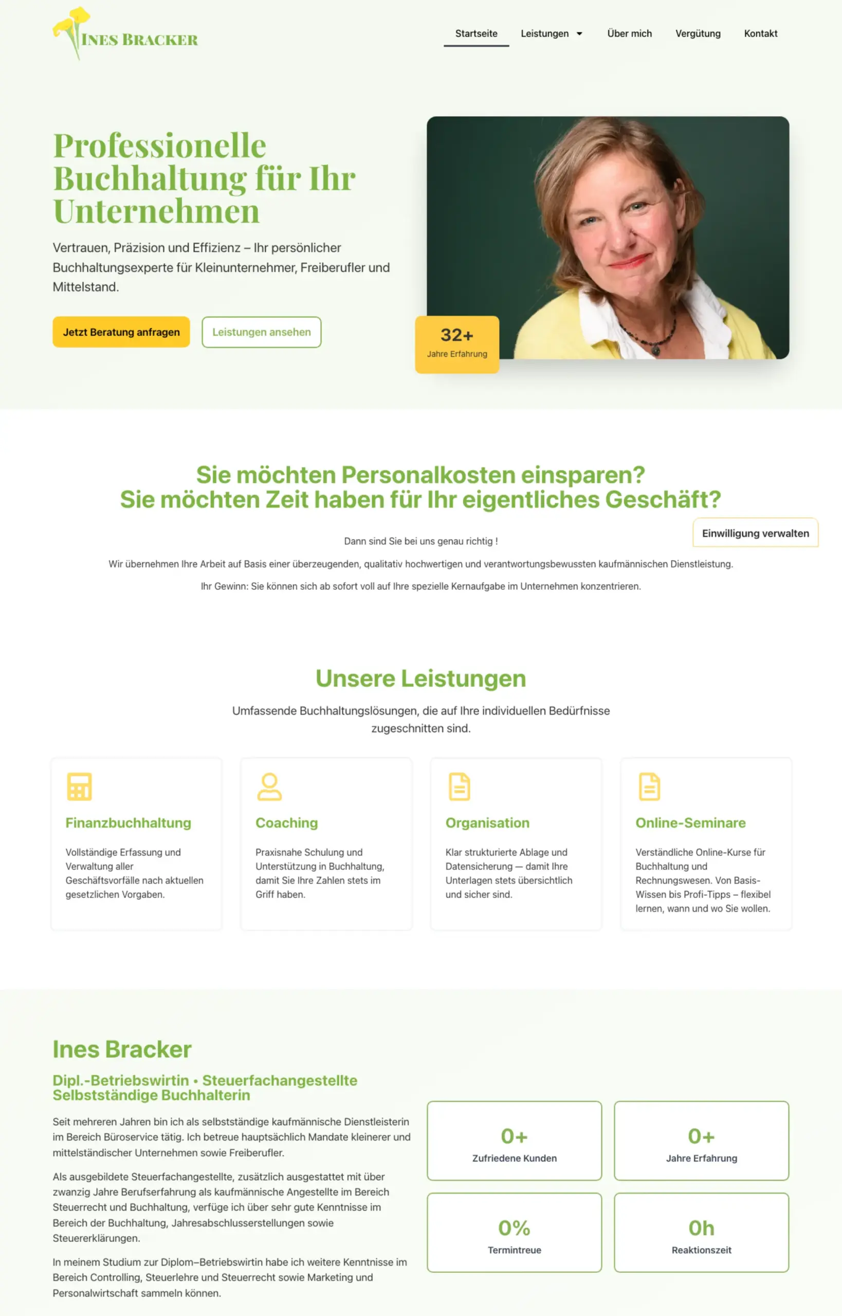 Website von Ines Bracker, Hamburg in der Desktop-Ansicht