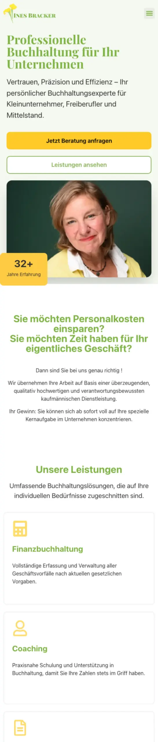 Website von Ines Bracker, Hamburg in der Mobilansicht