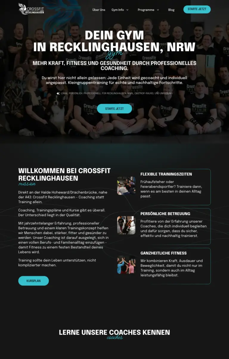 Startseite der Website von Coaching Valkyrie Performance Gbr aus Recklinghausen in der Desktop-Ansicht