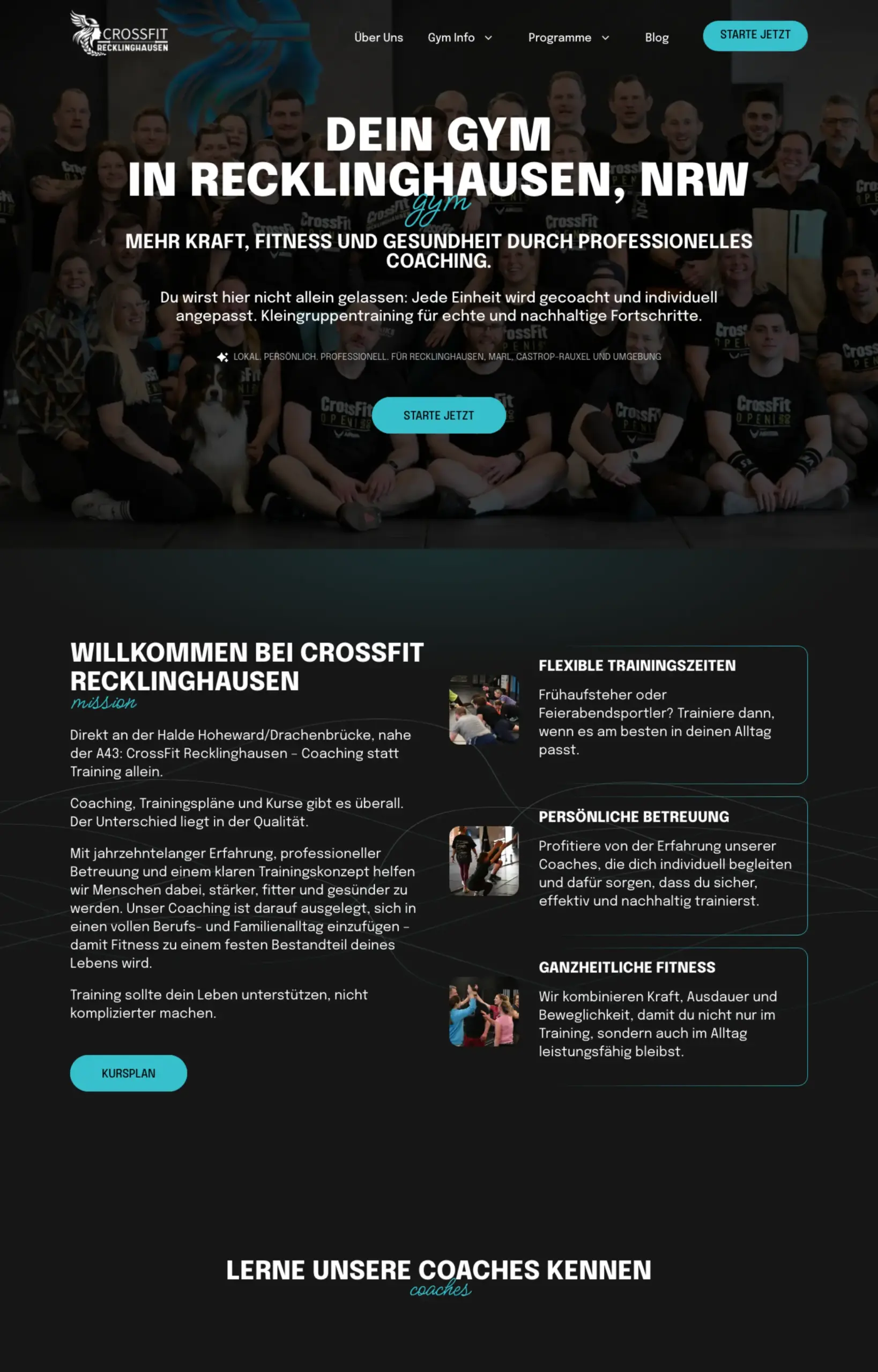 Website von CrossFit Recklinghausen, Recklinghausen in der Desktop-Ansicht