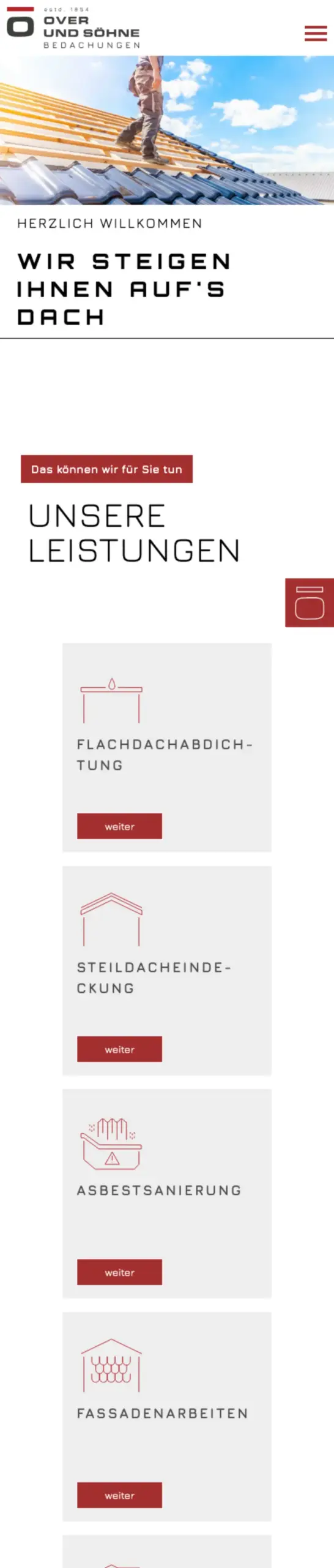 Website von Over & Söhne, Rhein-Erft-Kreis in der Mobilansicht