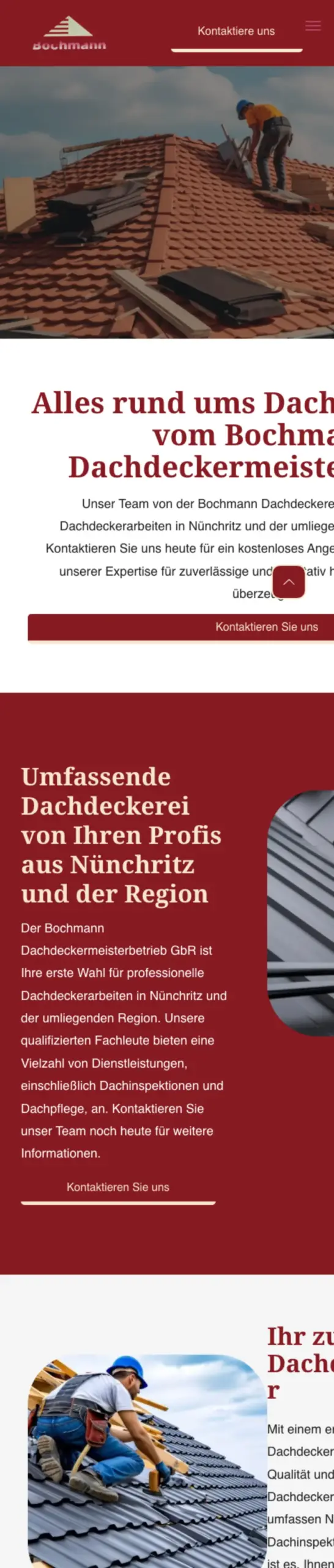 Website von Bochmann Dachdeckermeisterbetrieb GbR, Landkreis Meißen in der Mobilansicht