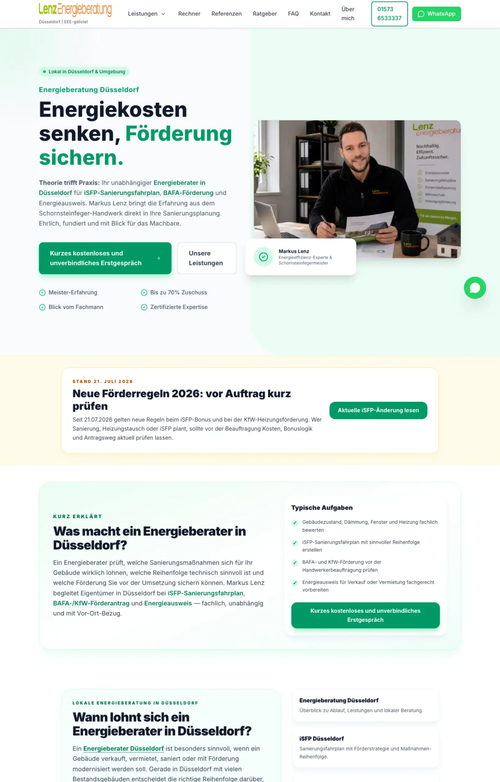 Website von Markus Lenz, Düsseldorf in der Desktop-Ansicht