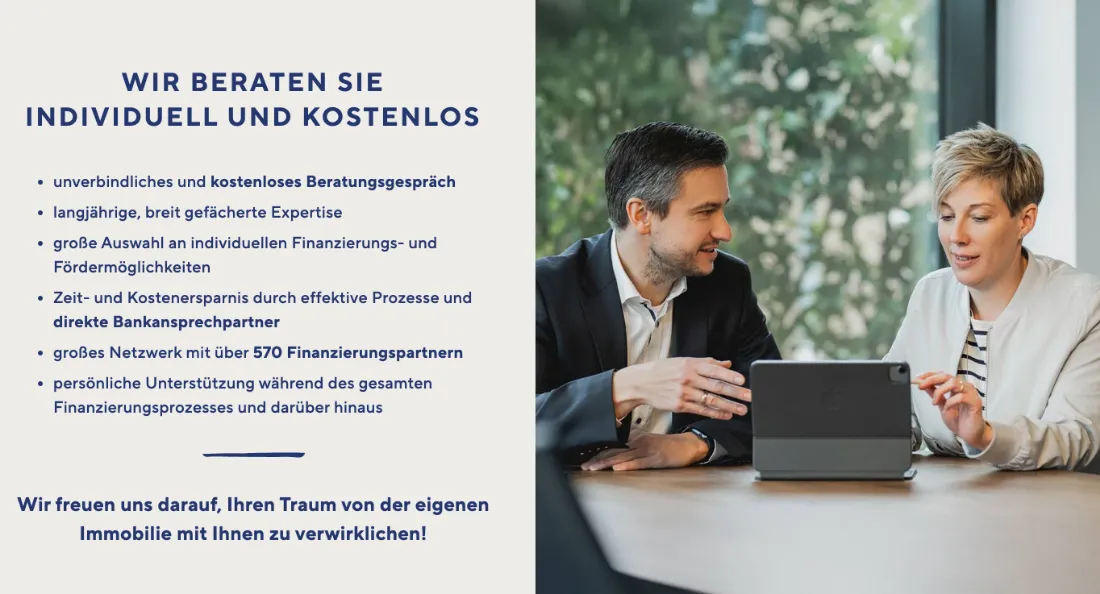 Ausschnitt der Website von FinanceArt, Oldenburg (Oldenburg): Sechs Stichpunkte mit konkreten Zusagen – vom kostenlosen Erstgespräch bis zu über 570 Partnern – der Besucher erkennt Nutzen sofort.