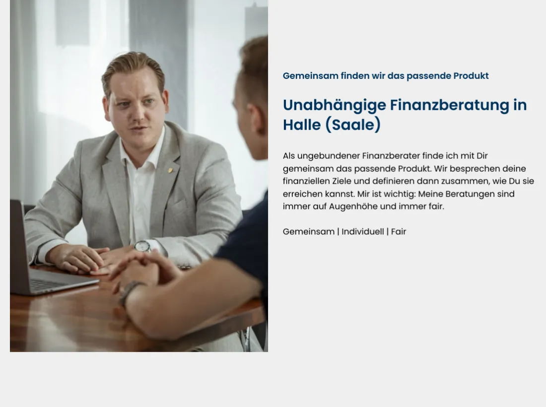 Ausschnitt der Website von Florian Scheithauer, Halle (Saale): Klare Ortsangabe Halle (Saale) und transparenter Ablauftext — wer lokal sucht, erkennt sofort, was passiert und wo.