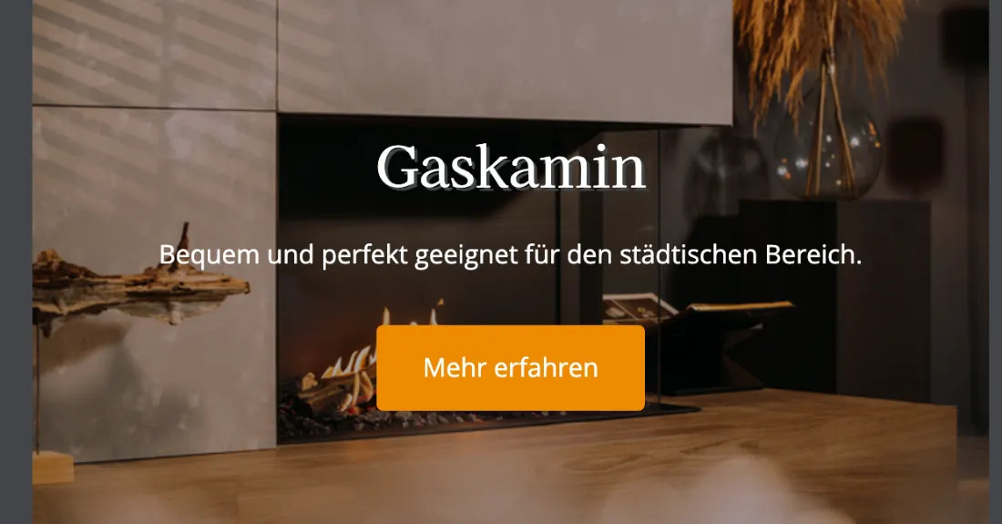 Ausschnitt der Website von Kaminwärme Wilhelms, Landkreis Harburg: Überschrift nennt Produkttyp, Unterzeile grenzt Einsatzort ab — wer Stadtwohnungen sucht, erkennt sofort die passende Option.