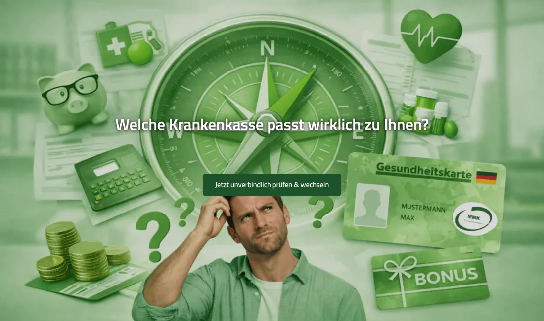 Ausschnitt der Website von Meidericher Makler Konzept, Duisburg: Konkrete Frage plus grüner Button 'Jetzt unverbindlich prüfen & wechseln' — senkt Hürde und leitet sofort zum Vergleich.