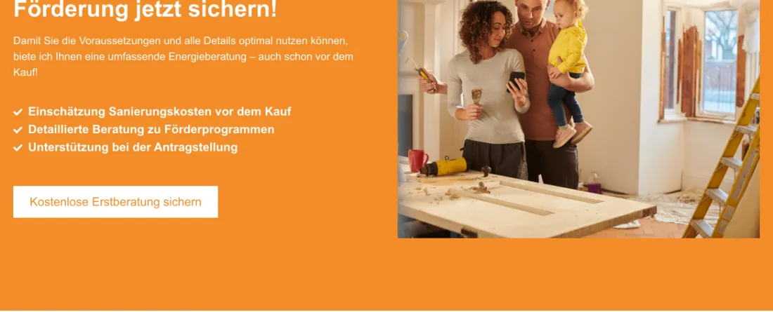 Ausschnitt der Website von Zietz Consulting GmbH, Hamburg: Drei Stichpunkte zu Kosten, Förderung und Antrag — der Besucher versteht das Paket vor dem Kauf und kann sofort Kontakt aufnehmen.