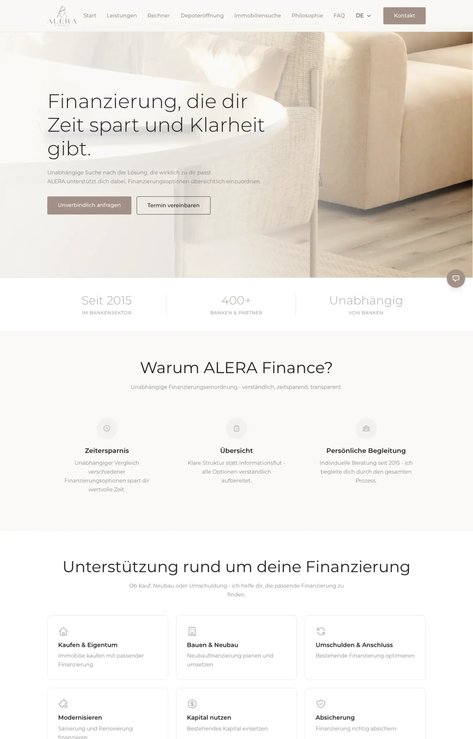 Website von ALERA, Landkreis Böblingen in der Desktop-Ansicht