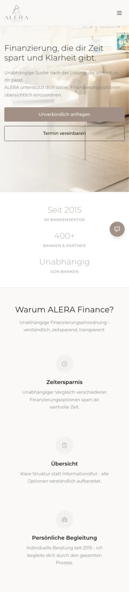 Website von ALERA, Landkreis Böblingen in der Mobilansicht