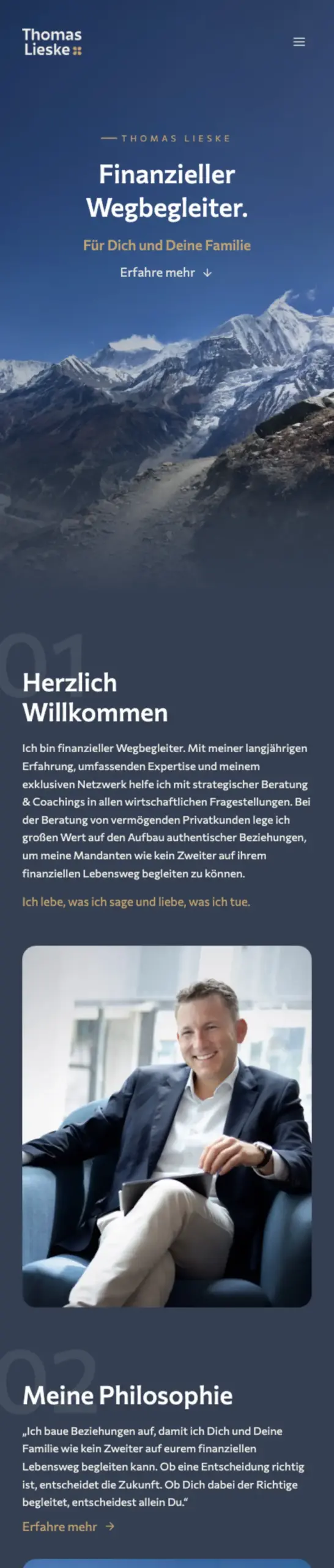 Website von Thomas Lieske, Berlin in der Mobilansicht