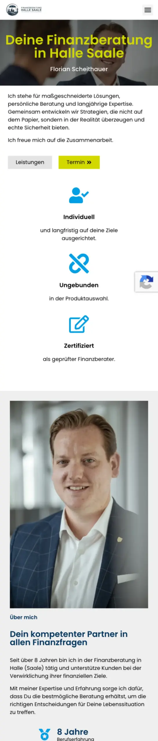 Website von Florian Scheithauer, Halle (Saale) in der Mobilansicht