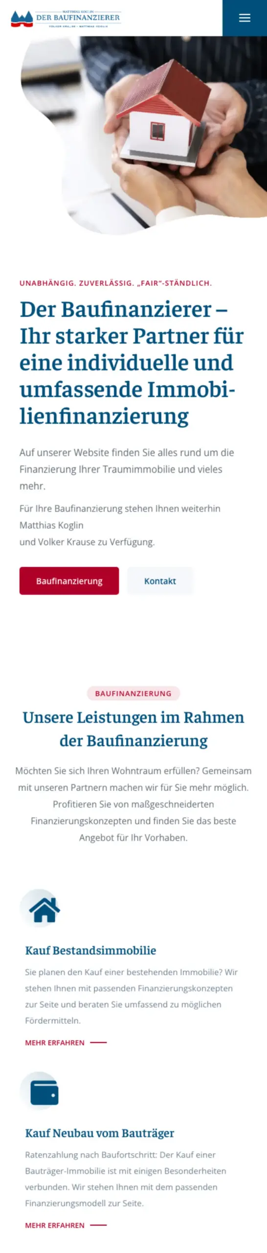 Website von Der Baufinanzierer – Matthias Koglin, Lübeck in der Mobilansicht