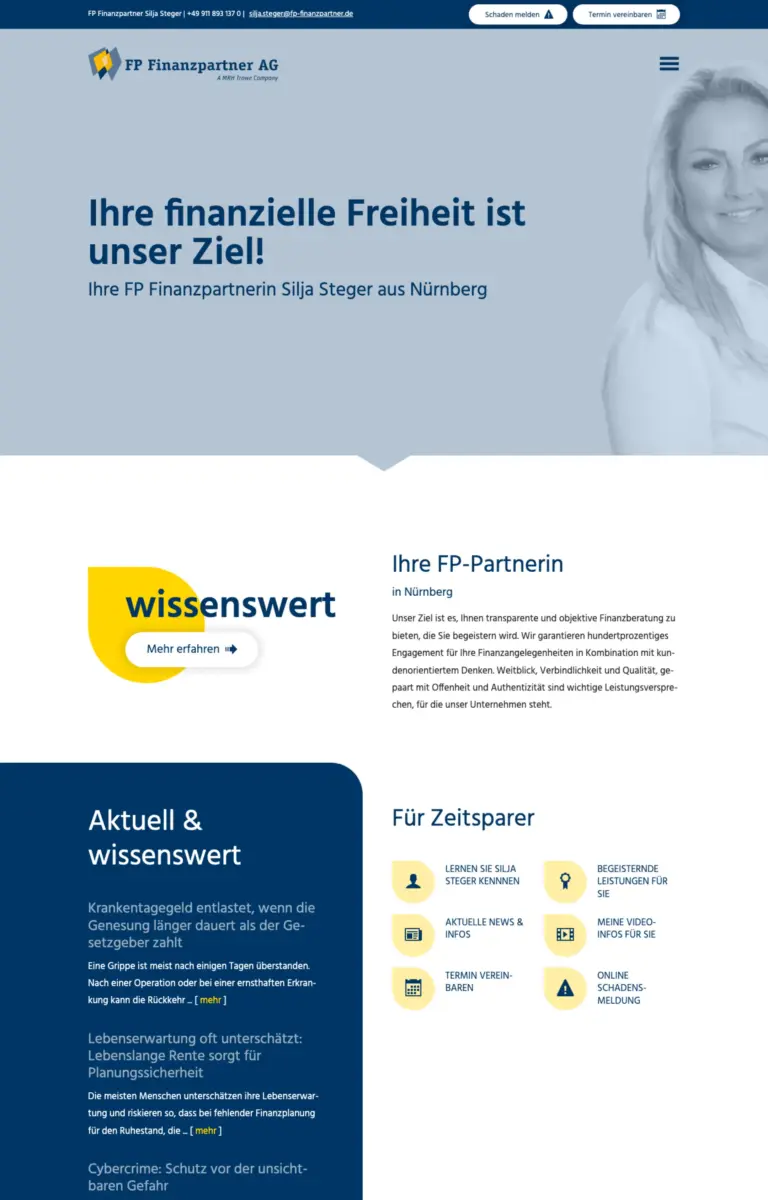 Startseite der Website von Finanzberatung SP Finanzpartner Nürnberg GmbH aus Nürnberg in der Desktop-Ansicht