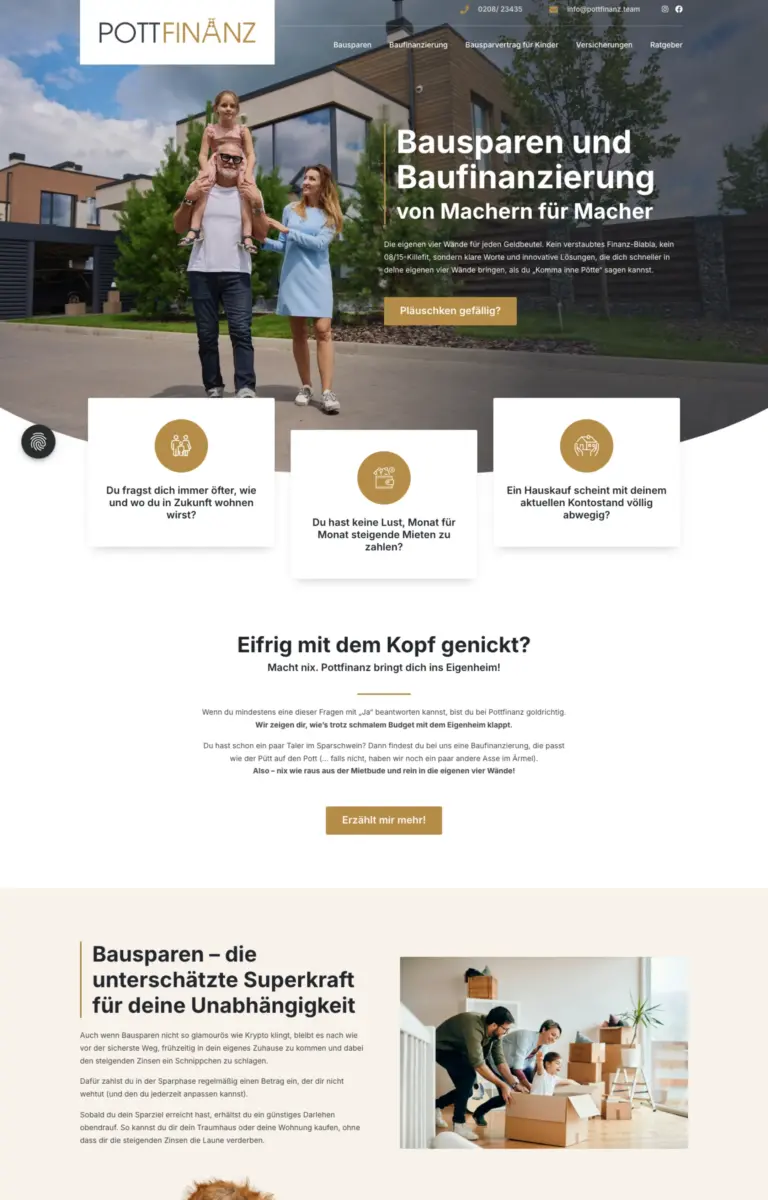 Startseite der Website von Finanzberatung Christoph Gutschmidt aus Oberhausen in der Desktop-Ansicht