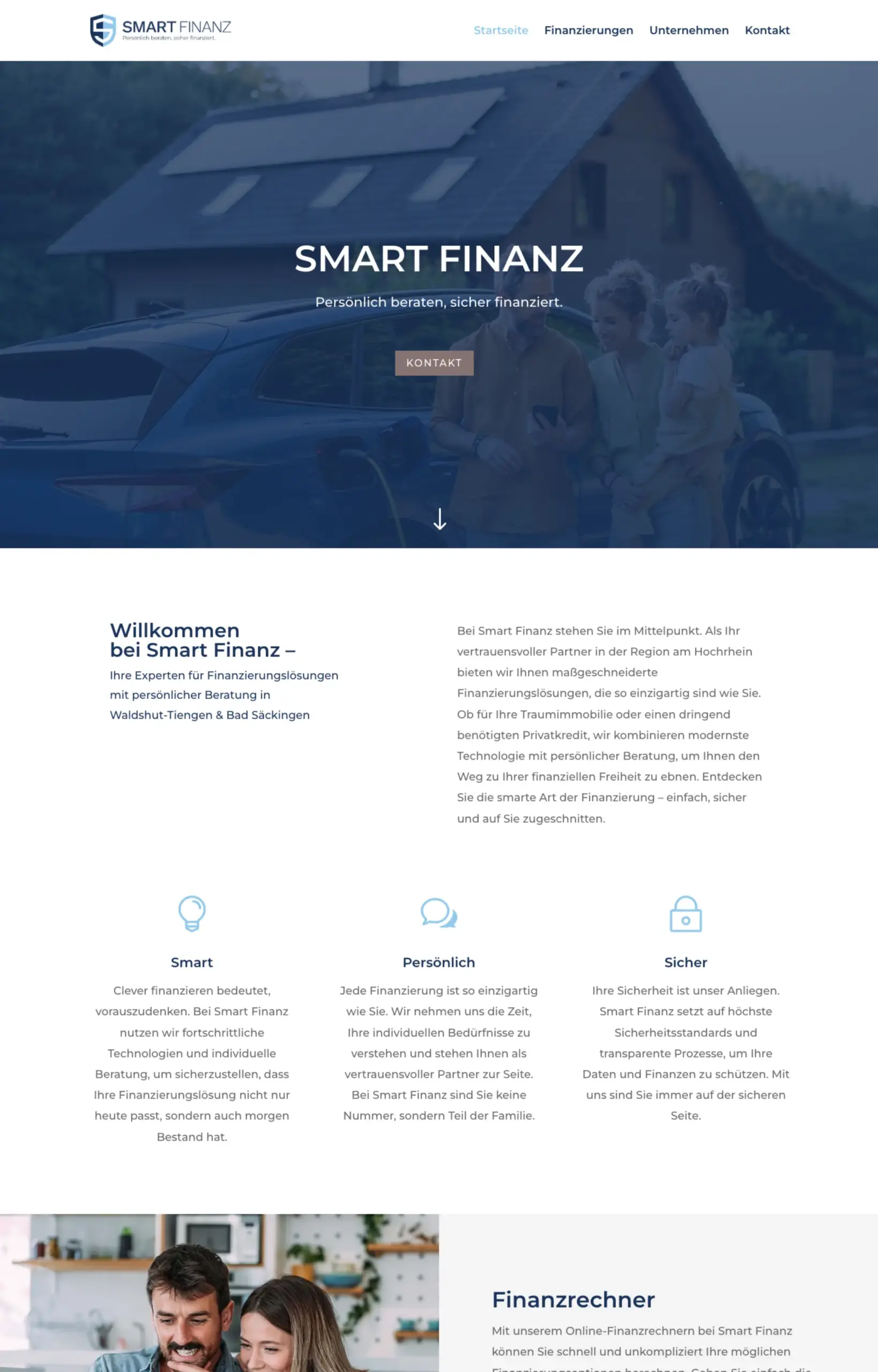 Website von Smart Finanz in der Desktop-Ansicht