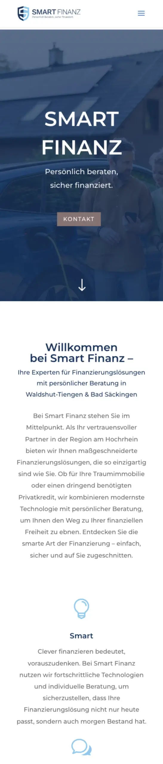 Website von Smart Finanz in der Mobilansicht
