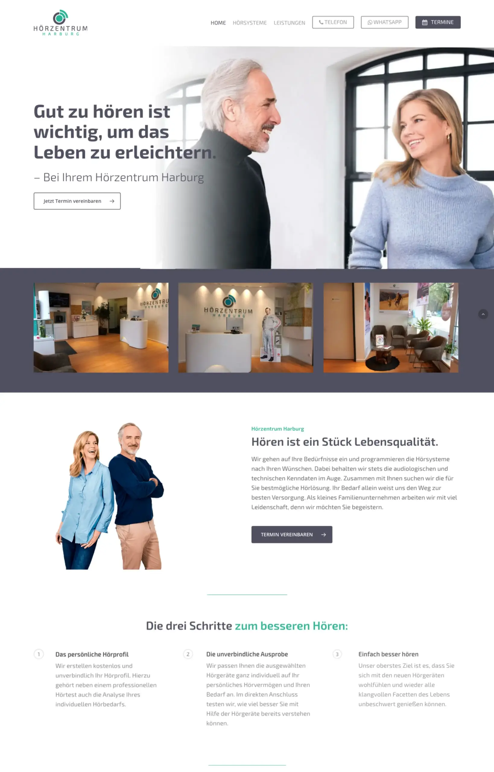 Website von Hörzentrum Harburg, Hamburg in der Desktop-Ansicht