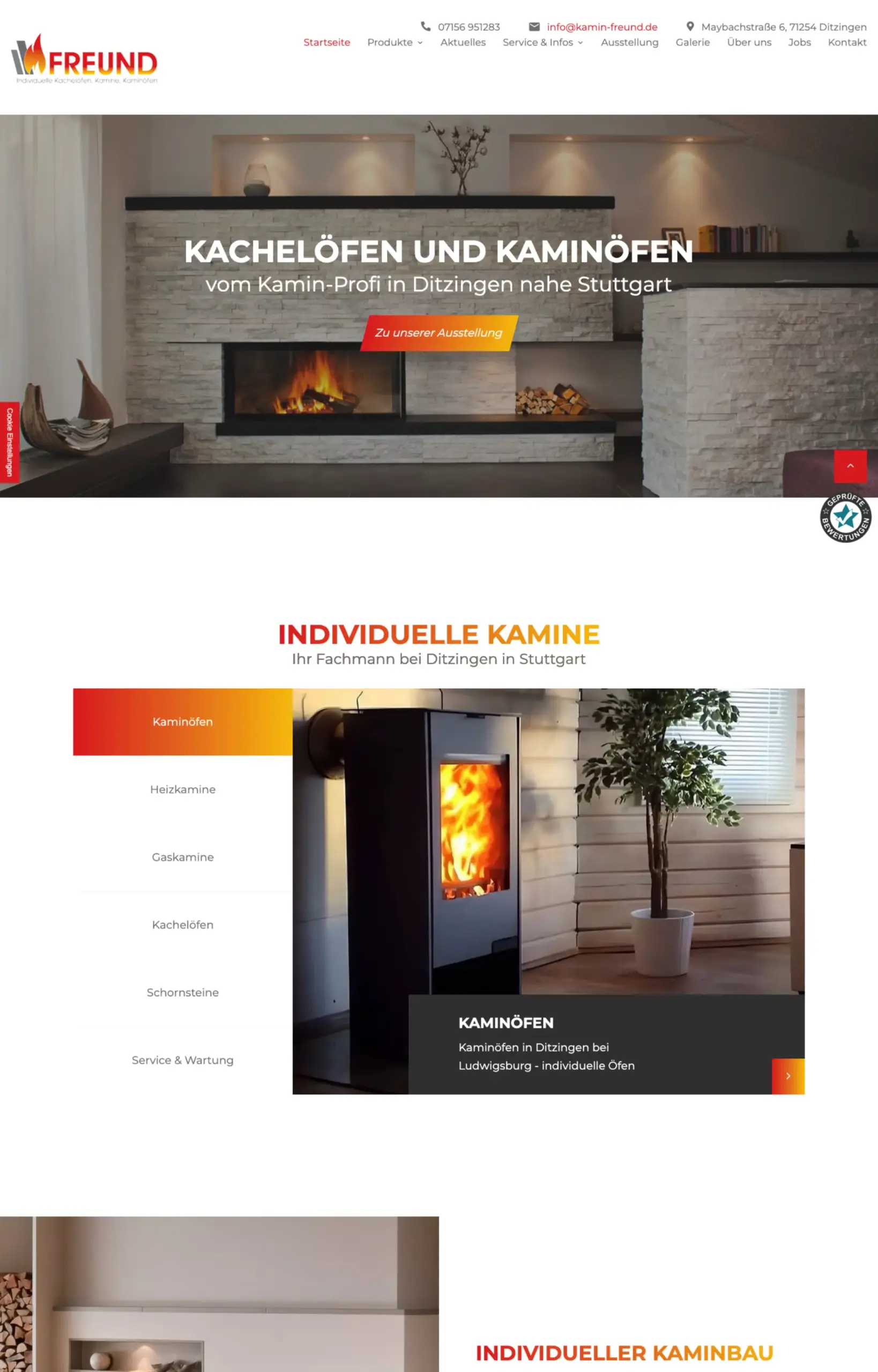 Website von Freund GmbH, Landkreis Ludwigsburg in der Desktop-Ansicht