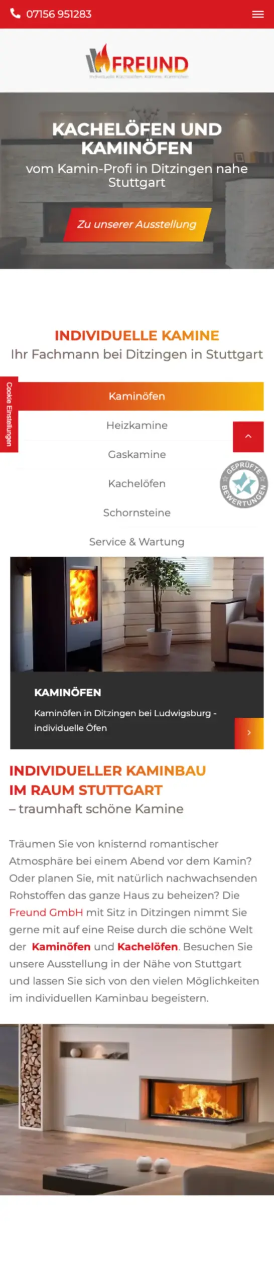 Website von Freund GmbH, Landkreis Ludwigsburg in der Mobilansicht