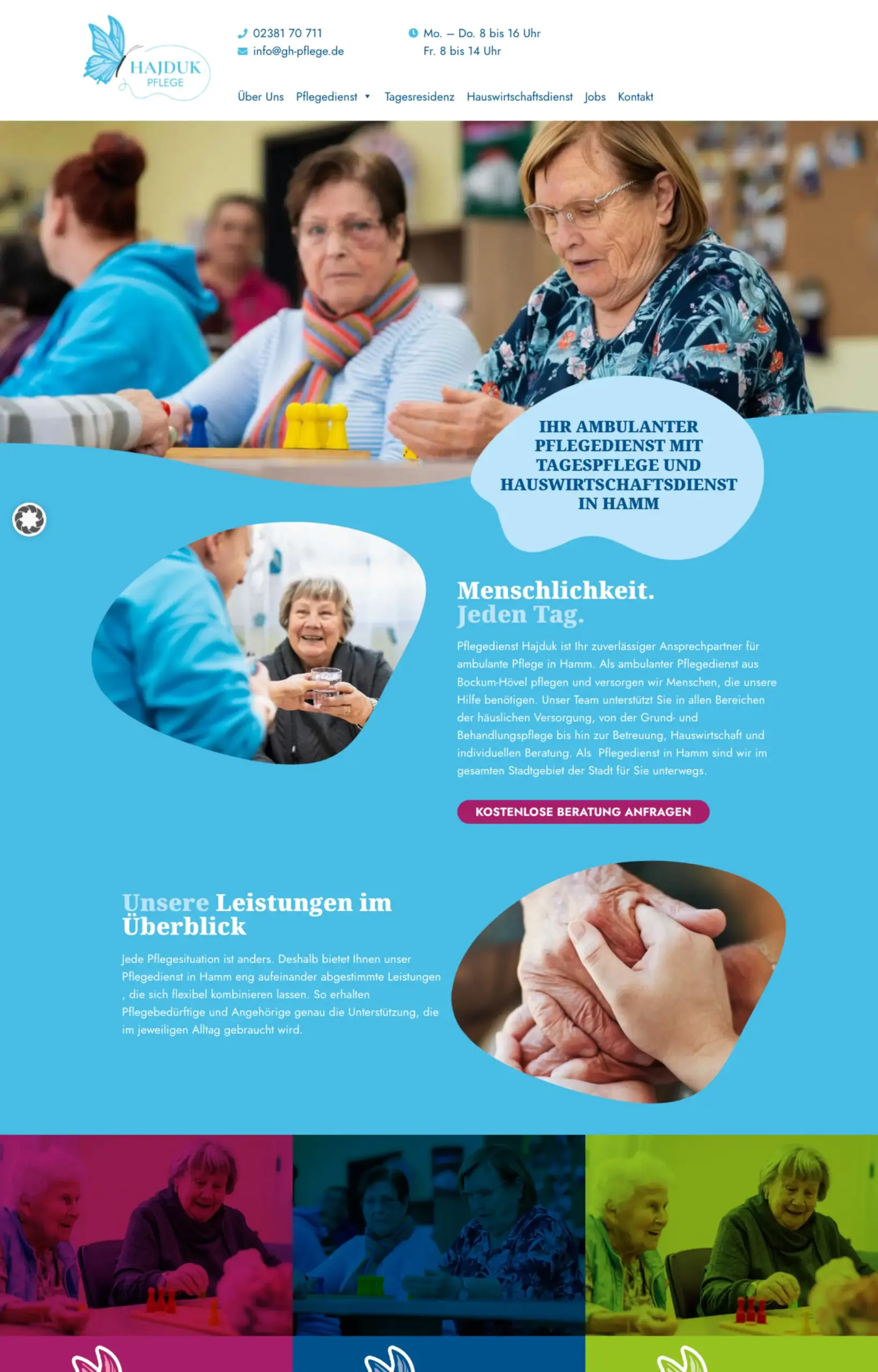 Website von Hajduk Pflegedienst, Hamm in der Desktop-Ansicht