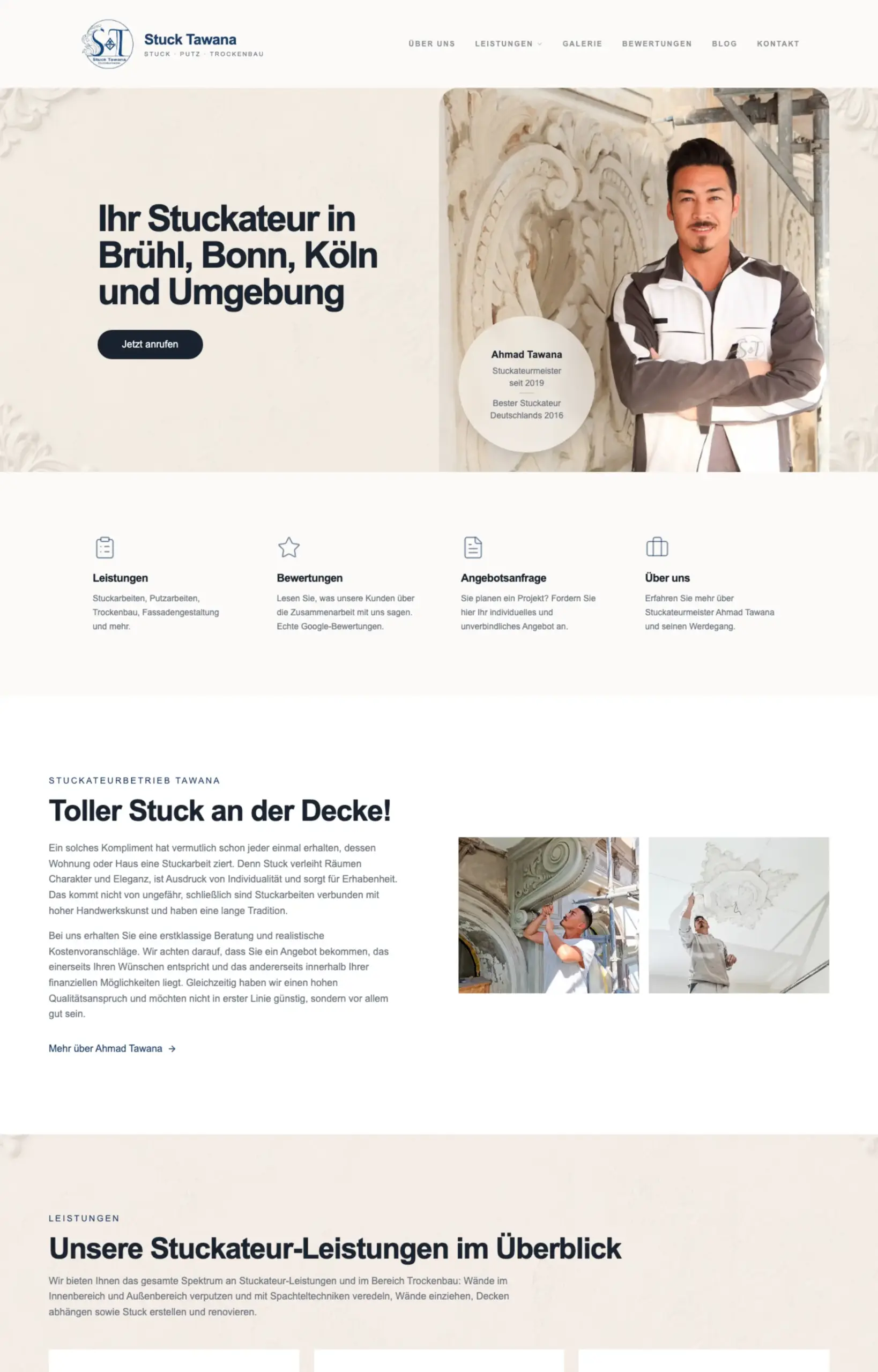 Website von Stuck Tawana, Rhein-Erft-Kreis in der Desktop-Ansicht