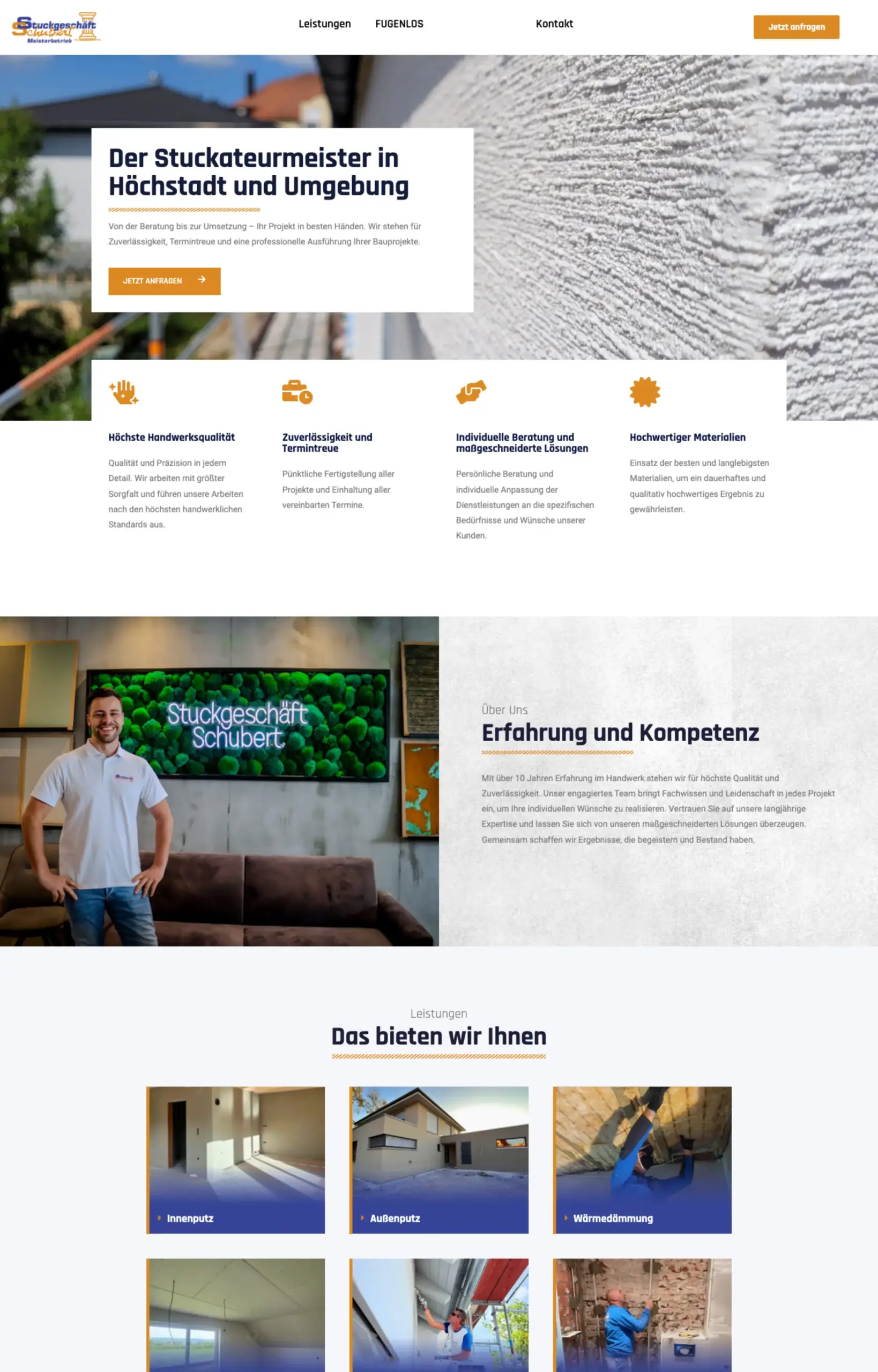 Website von Stuckgeschäft Schubert, Landkreis Erlangen-Höchstadt in der Desktop-Ansicht