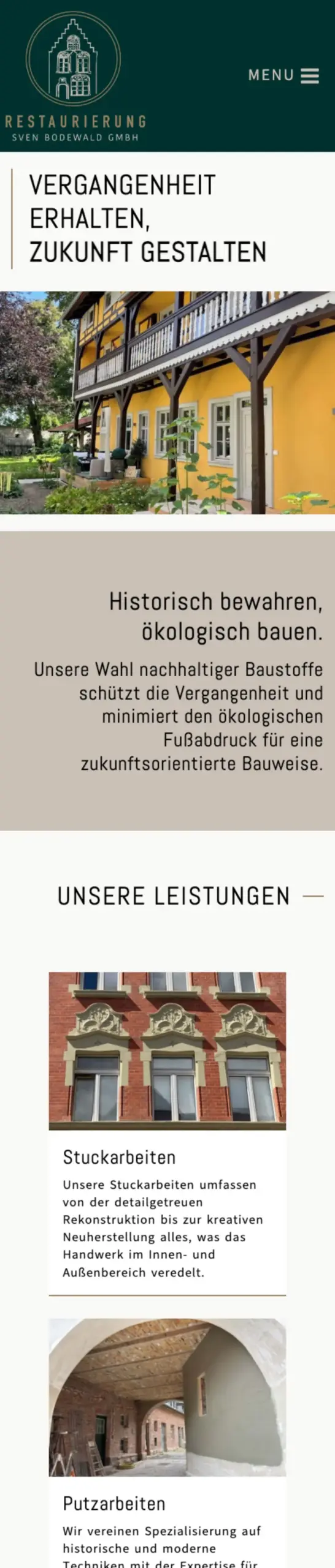 Website von Restaurierung Sven Bodewald GmbH, Unstrut-Hainich-Kreis in der Mobilansicht