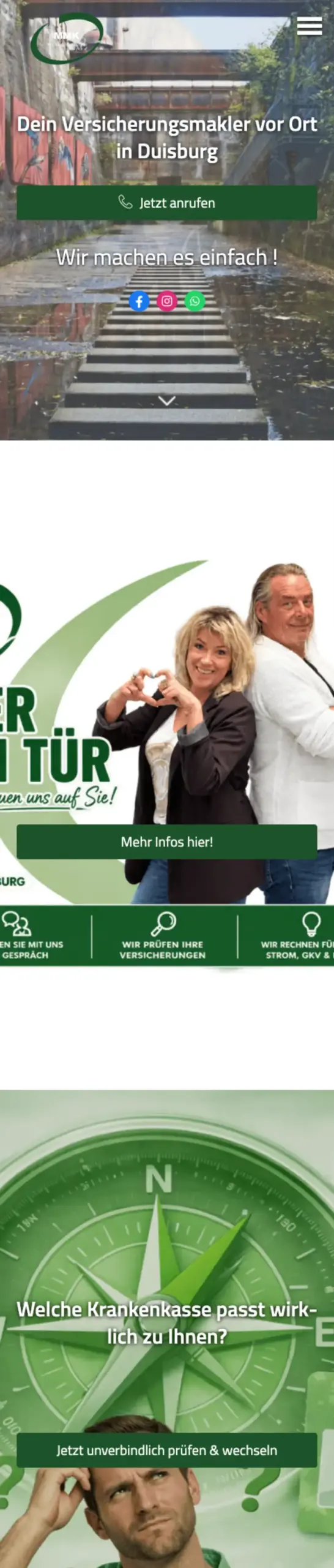 Website von Meidericher Makler Konzept, Duisburg in der Mobilansicht